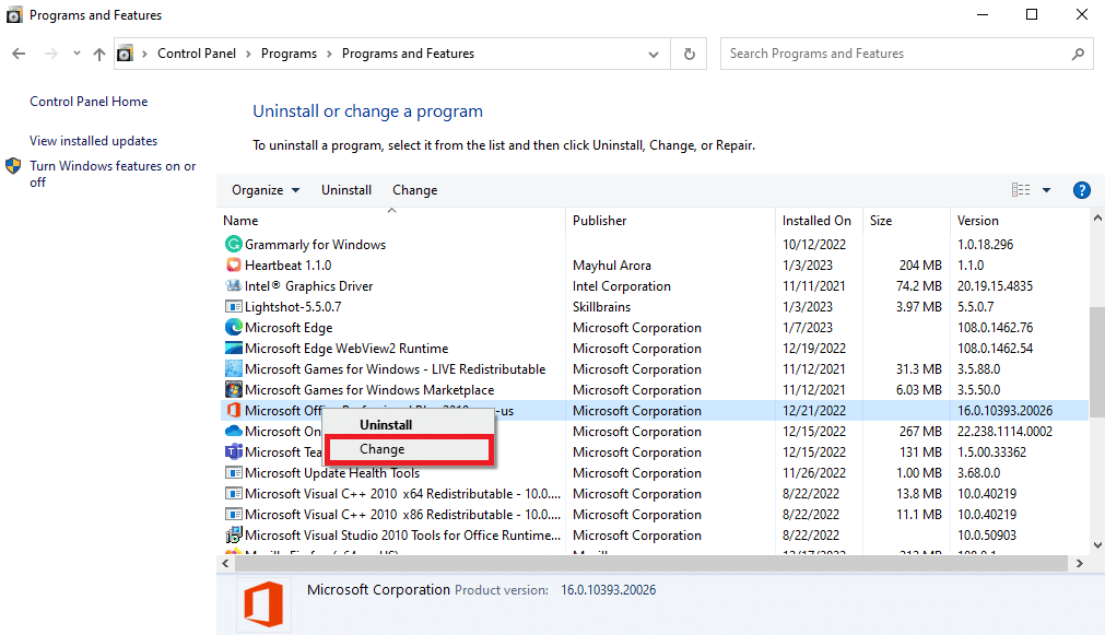 Locate the Microsoft Office program and then click on Change. Fix Signature Button Not Working in Outlook