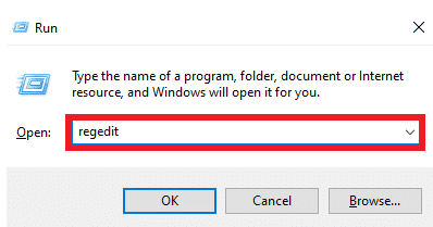 type regedit and press the Enter key