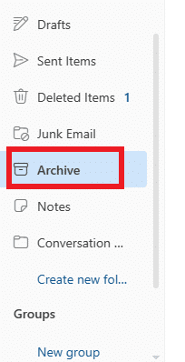 Open Outlook and click on Archive on the left side. 