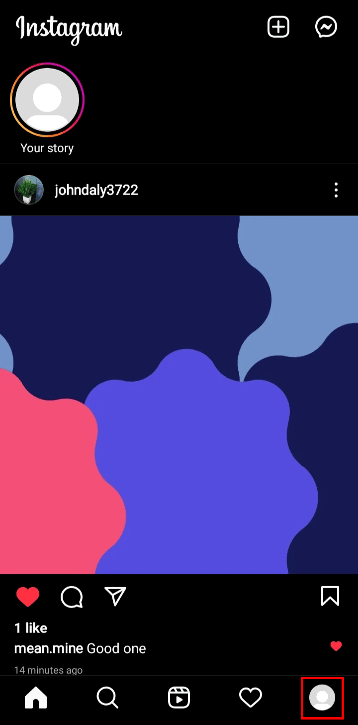 Tap on the profile icon at the bottom right corner of the screen. | restore Instagram backup