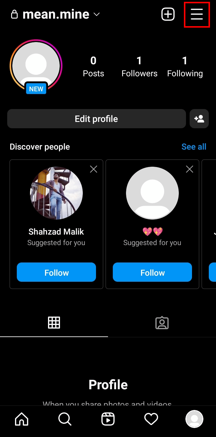 Tap on the Hamburger menu icon at the top right corner of the screen. | backup my Instagram chats | restore Instagram backup