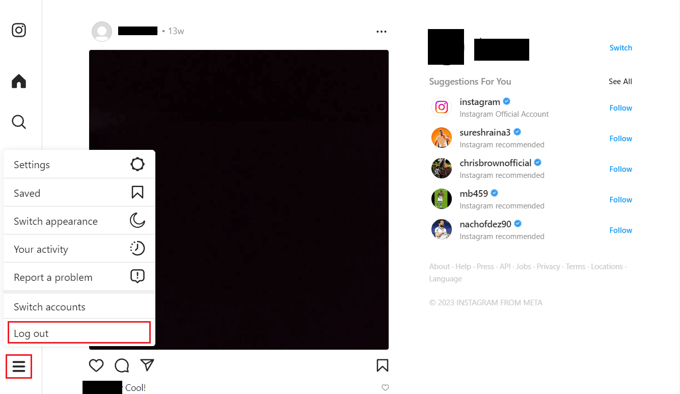 Click on the Hamburger icon - Log out | How to Remove a Remembered Account on Instagram