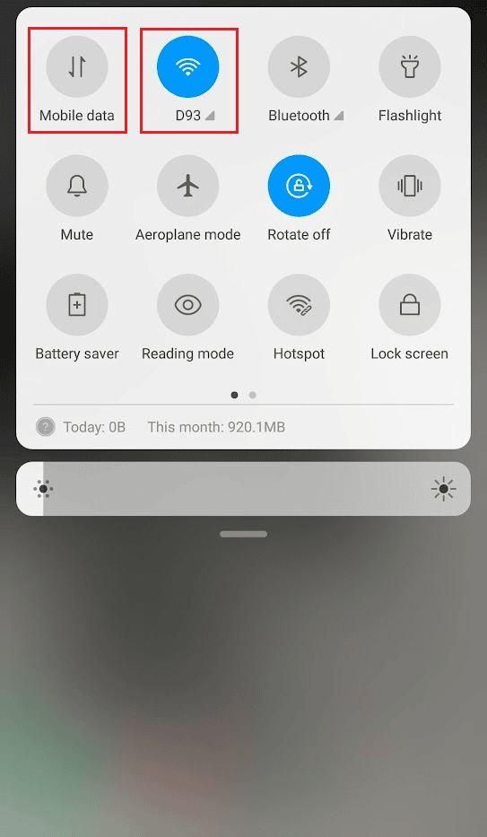 tap on the Mobile data or Wi-Fi tab from the panel and reconnect to the internet