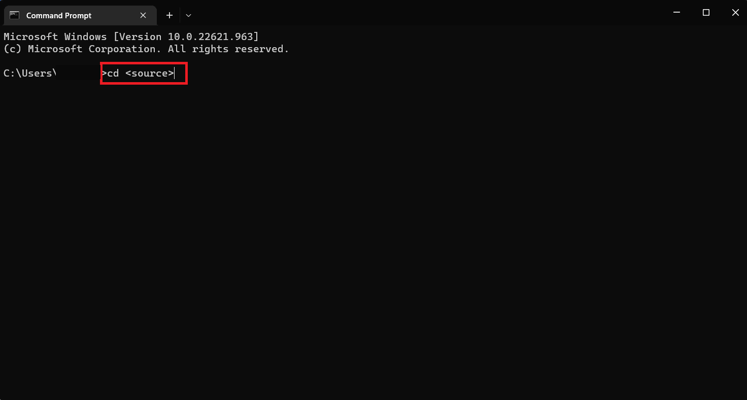 Type the command cd on the Command Prompt window that will open, and press Enter. 