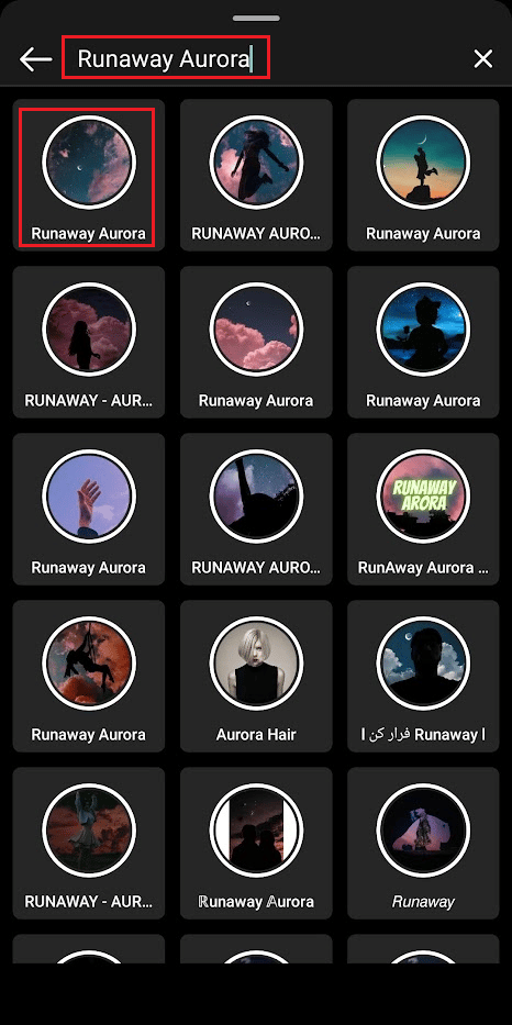Enter Runaway Aurora in the search bar and tap on the desired filter from the search results
