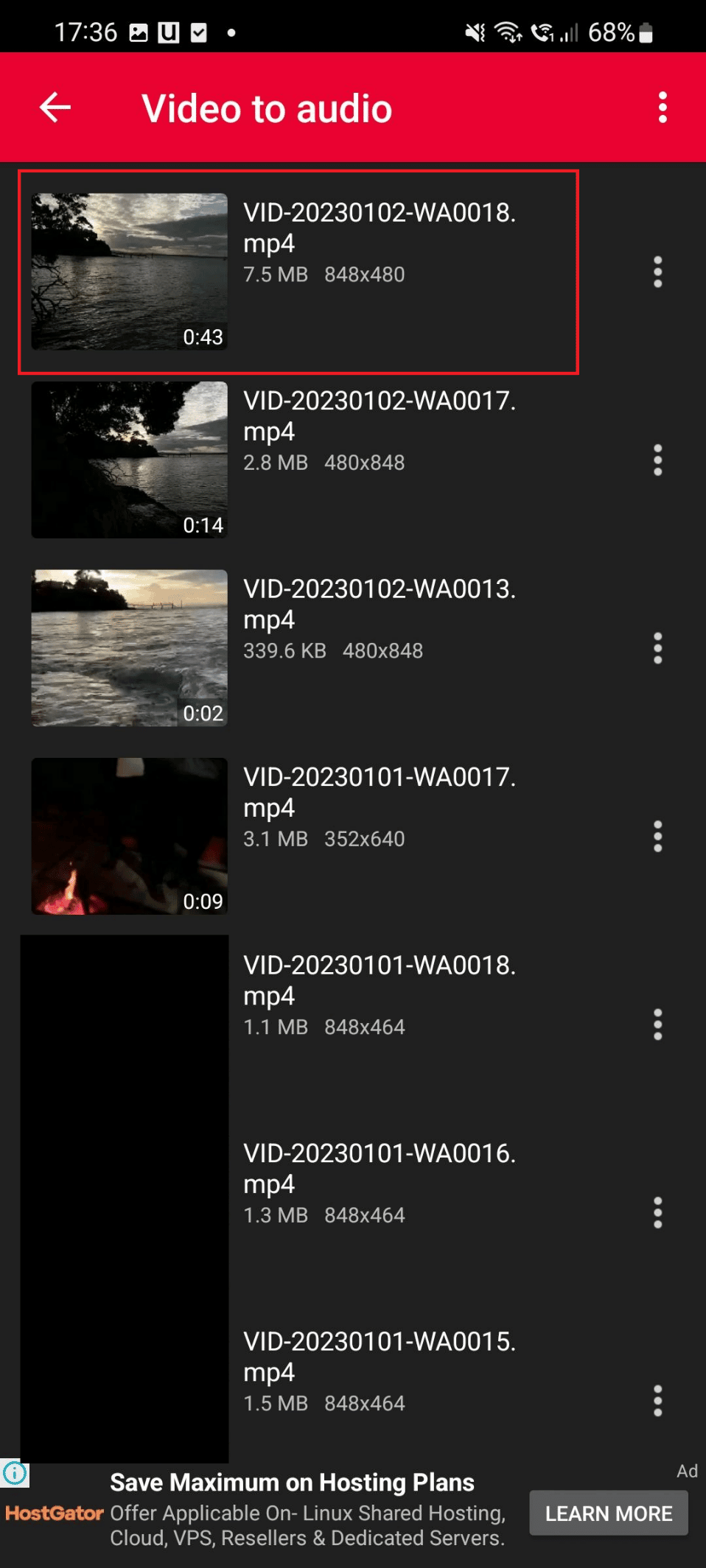select the video on video to mp3 converter online