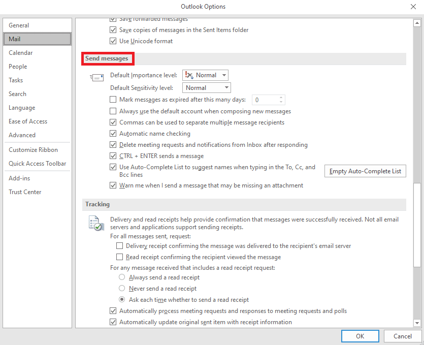 Scroll down here and locate Send messages options