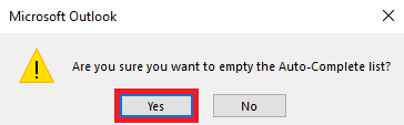 Click Yes to confirm the action