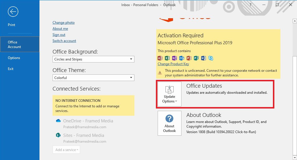 locate Office Updates