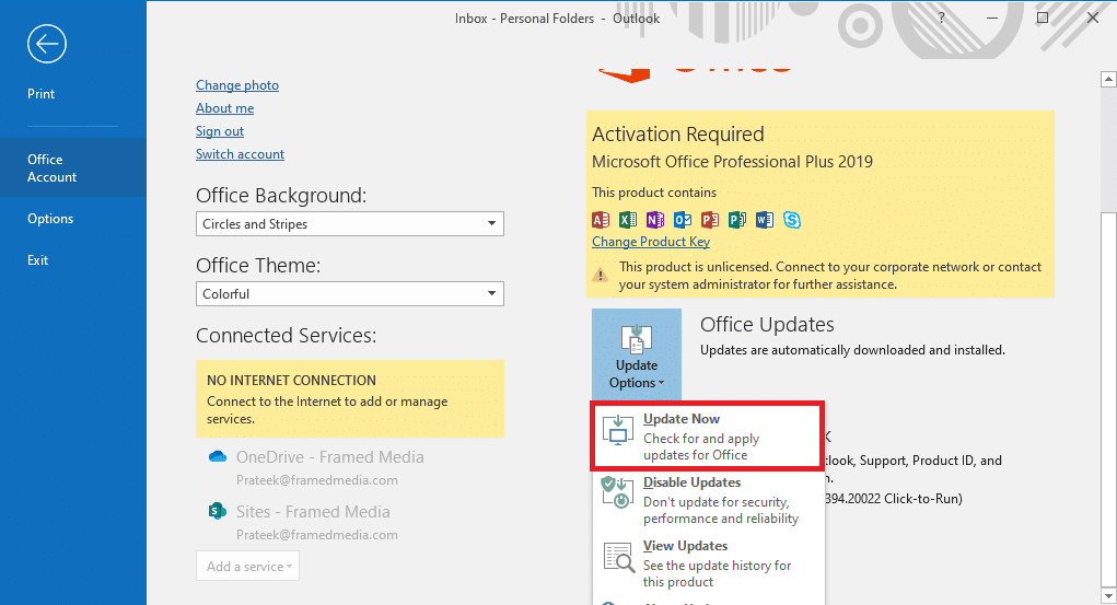 click on Update now