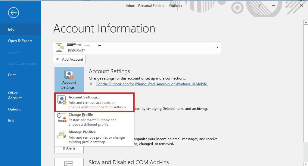 click on the Account Settings