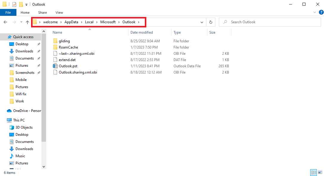 microsoft Outlook appdata folder