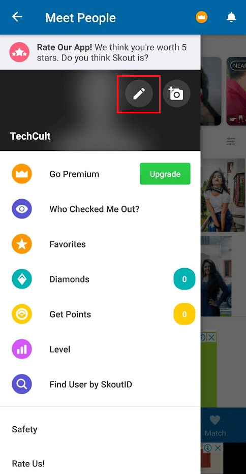 Tap on the Pencil edit icon