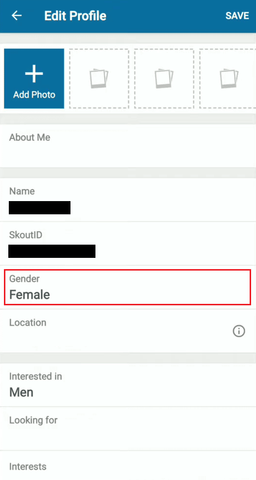 Tap on the Gender option