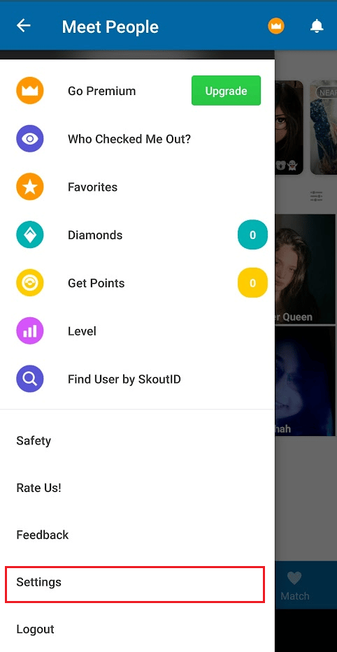 Tap on the Hamburger icon - Settings option