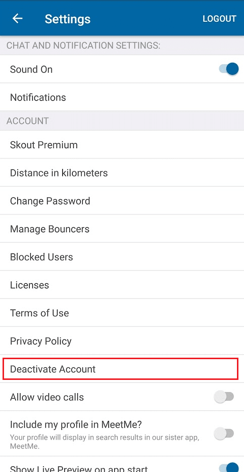 tap on Deactivate Account