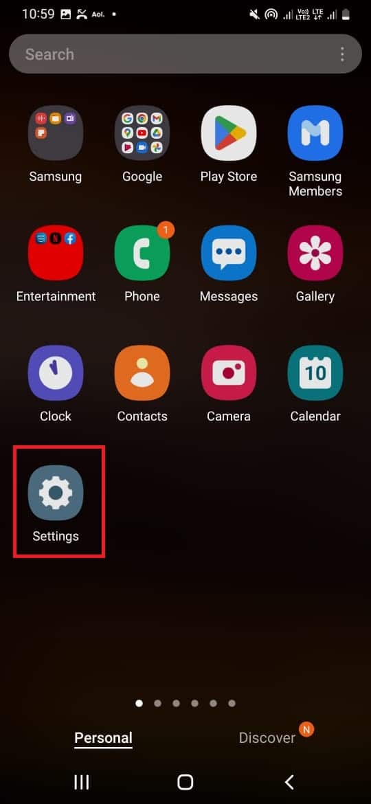 open the settings menu