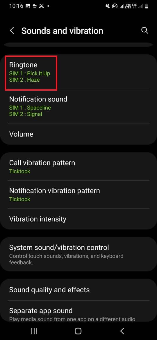 tap on the Ringtone