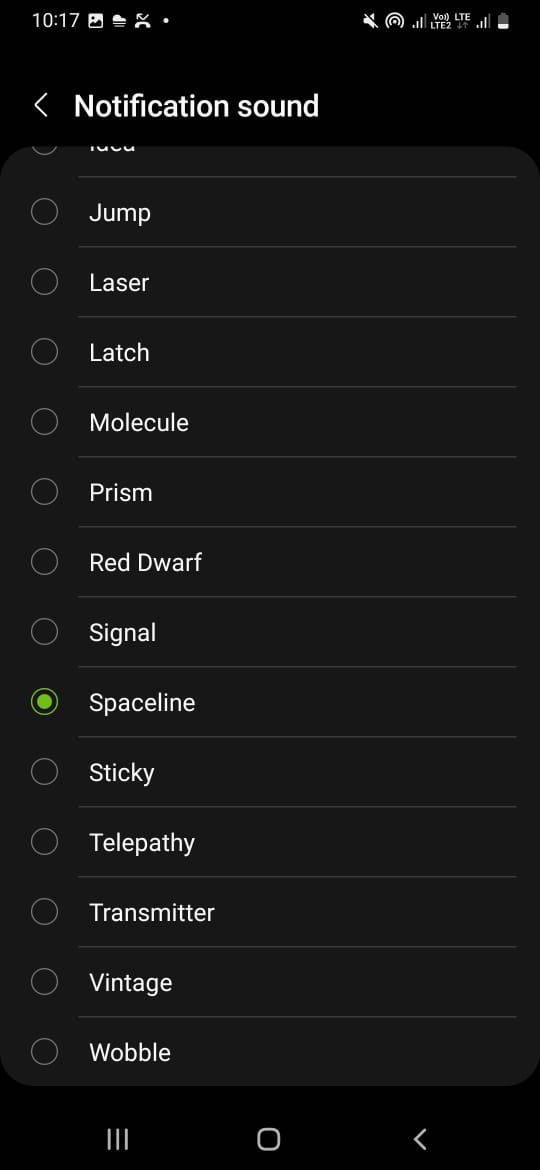 select the sound from the available options