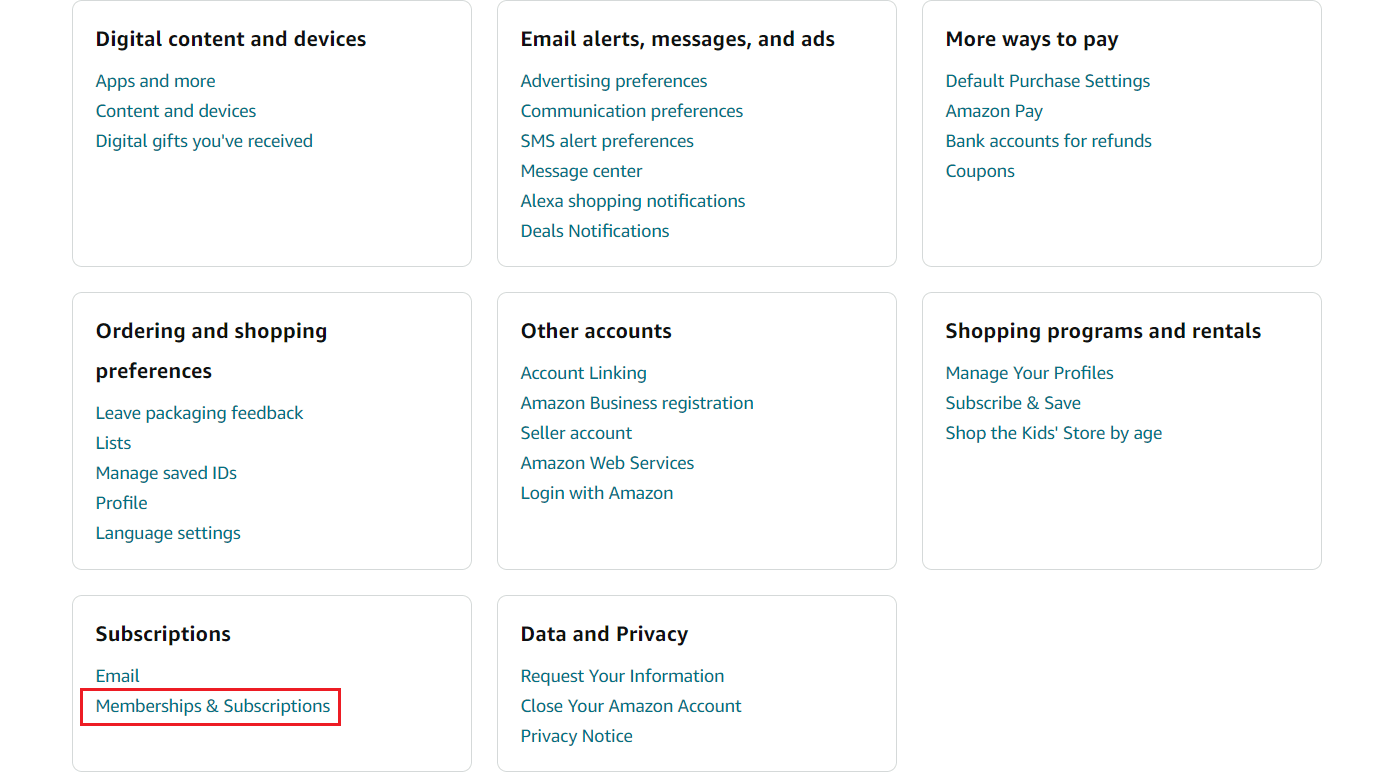 Click on Accounts & Lists - Memberships & Subscriptions