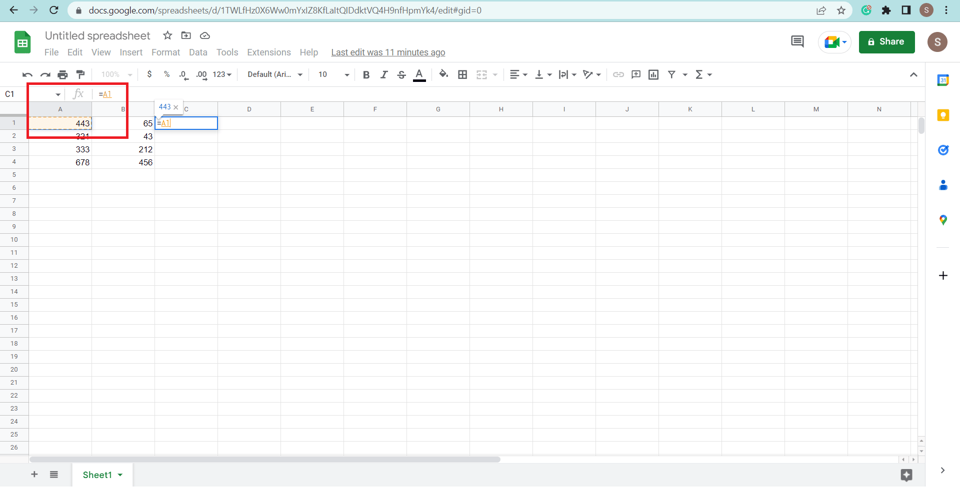 Click on the first column to want the value subtracted from