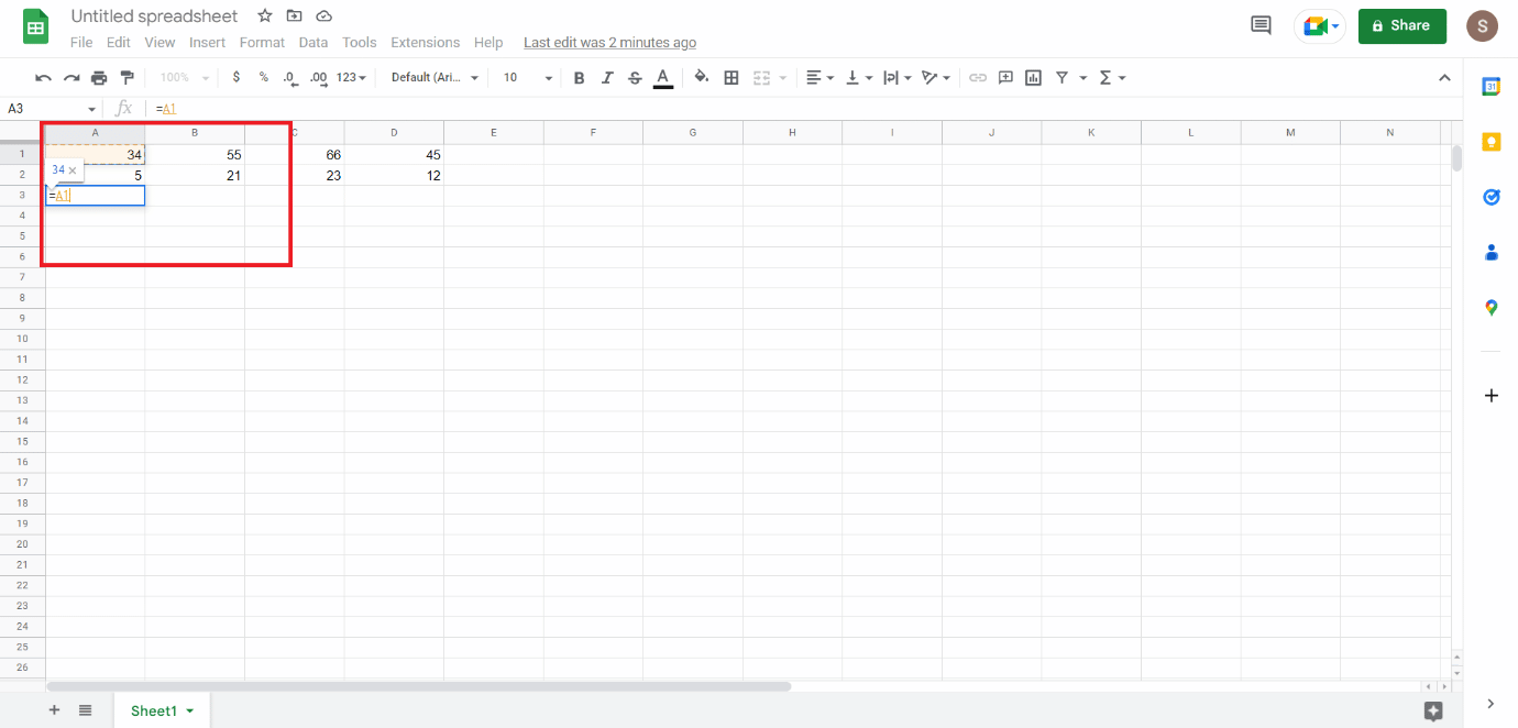 Click on the row cell and that you want to be subtracted
