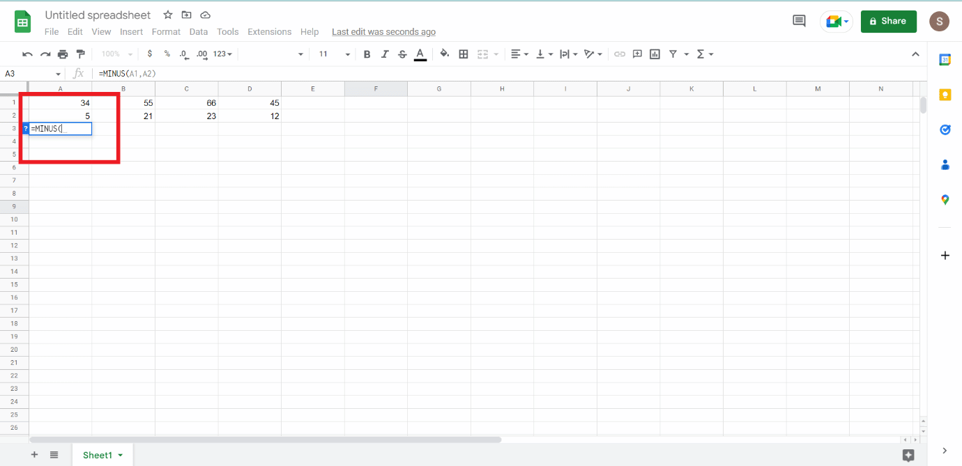 Insert the Values in bracket ().