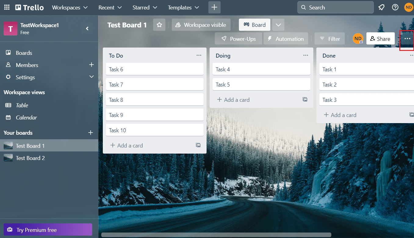 Choose the desired board that you want to leave and click on the three-dotted icon