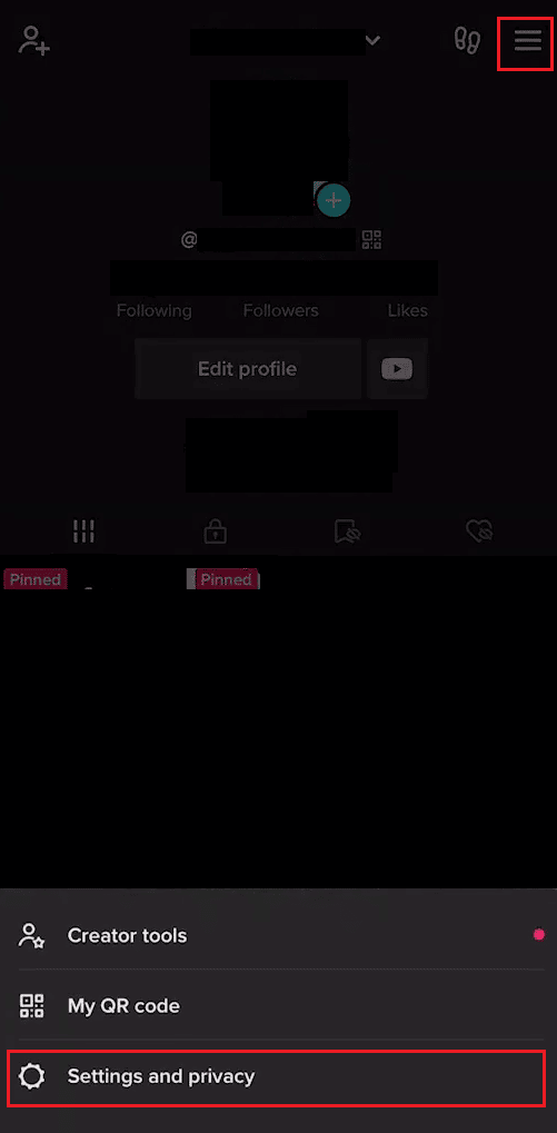hamburger icon - Settings and privacy