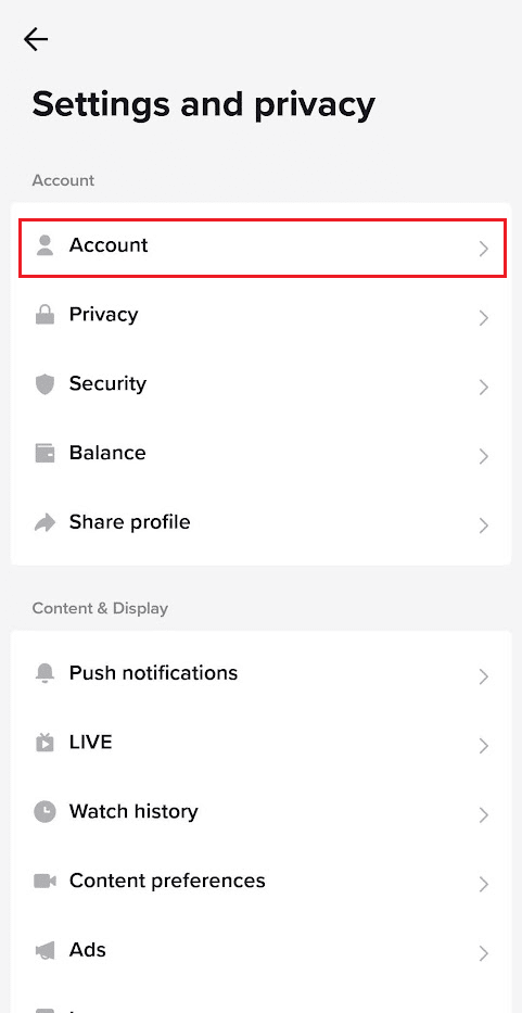 Tap on Account