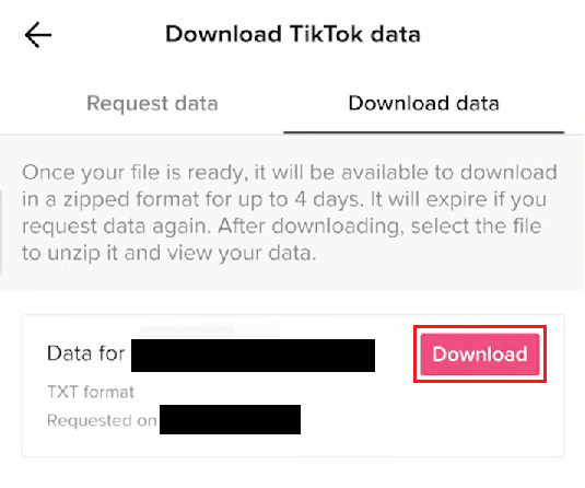 Tap on the Download option from the received file you requested | How to Find Your Comments on TikTok