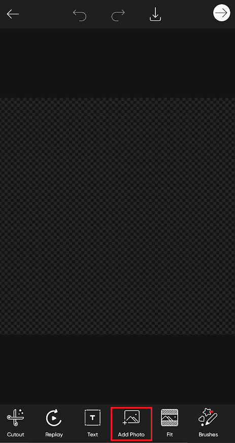 From the bottom menu panel, tap on the Add Photo option
