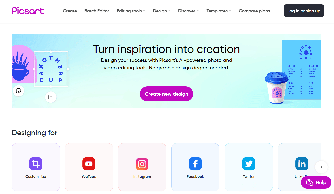 Picsart website