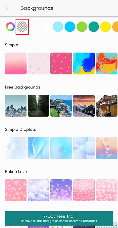 tap on the Transparent background icon