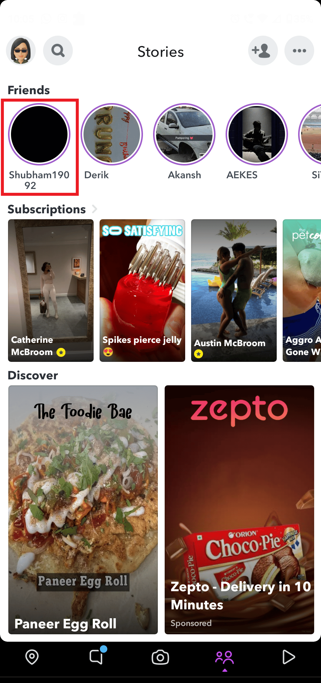 tap on the desired story which you wish to remix from the Friends' available stories