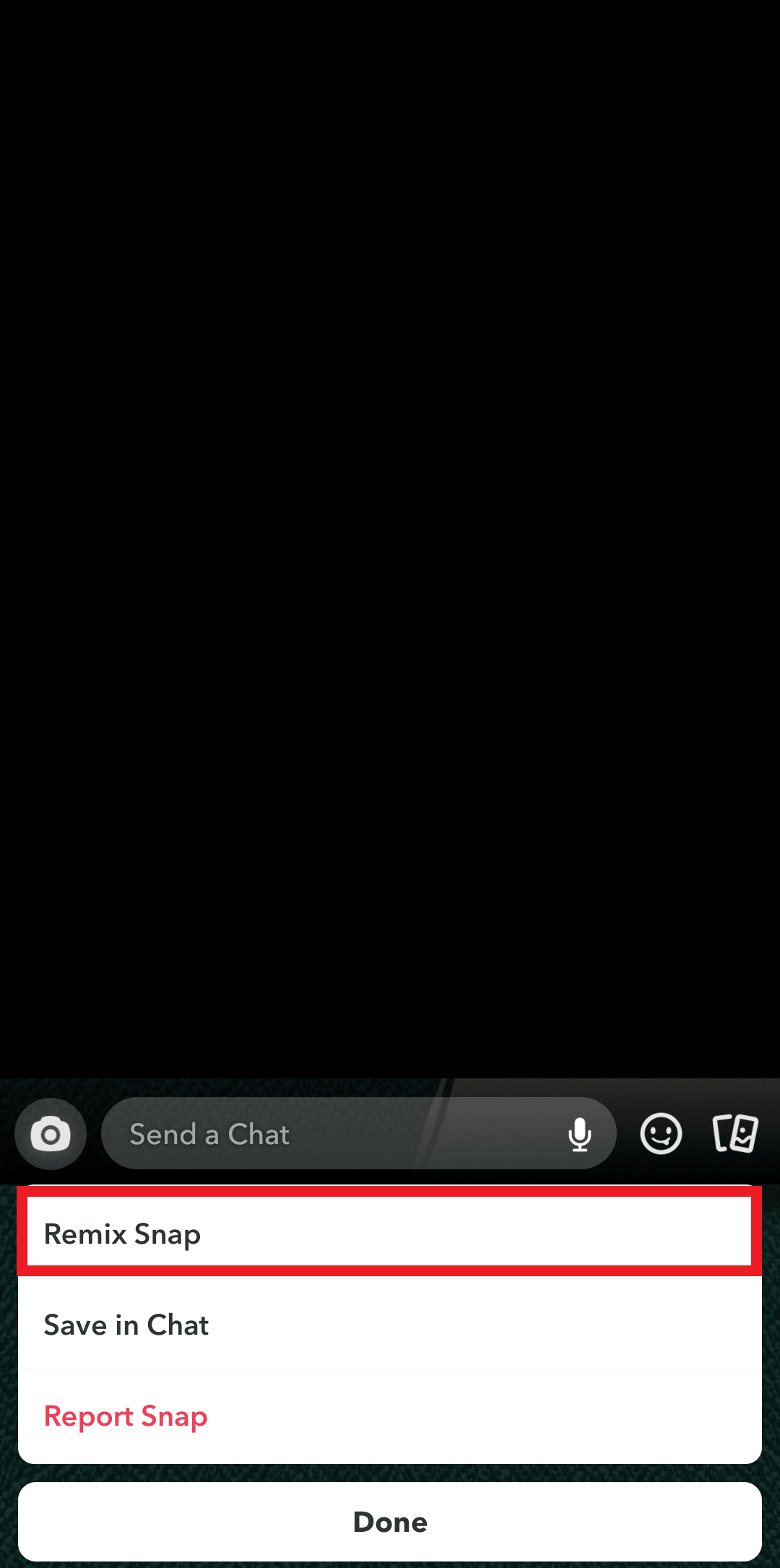 Go to the three vertical dots and tap on Remix Snap | Does Remix Snap Notify?