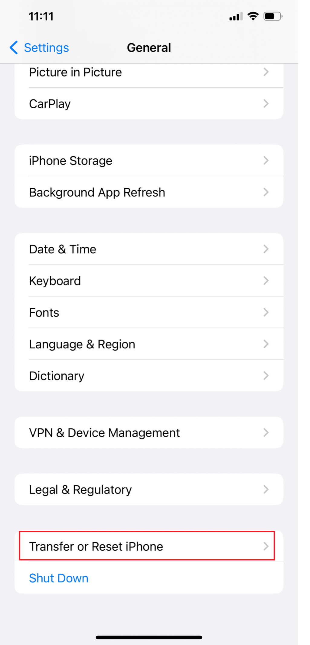 Select Transfer or Reset iPhone 