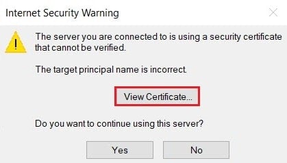 click on view certificate