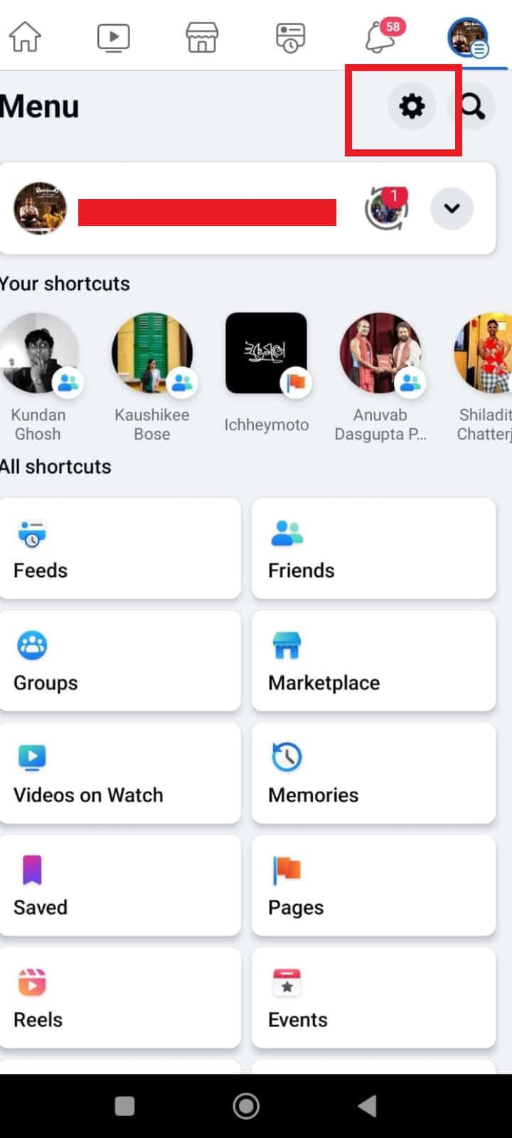Tap on the settings button to go to your Profile Settings.