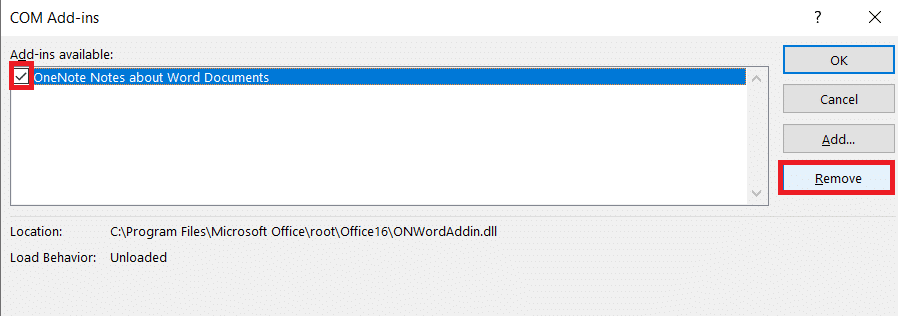 Check the box for Add ins and click on Remove then OK