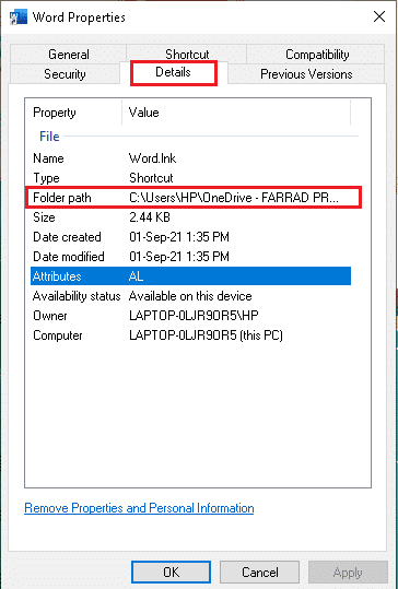 Locate the source of the application through the Folder Path