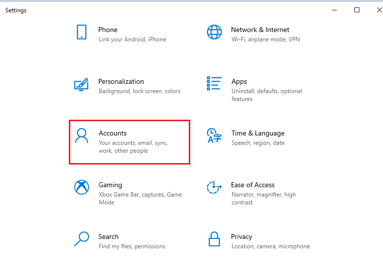 click on Accounts setting. Fix Office Error 135011 Your Organisation Has Disabled This Device