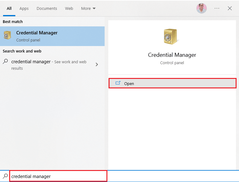 open Credential manager