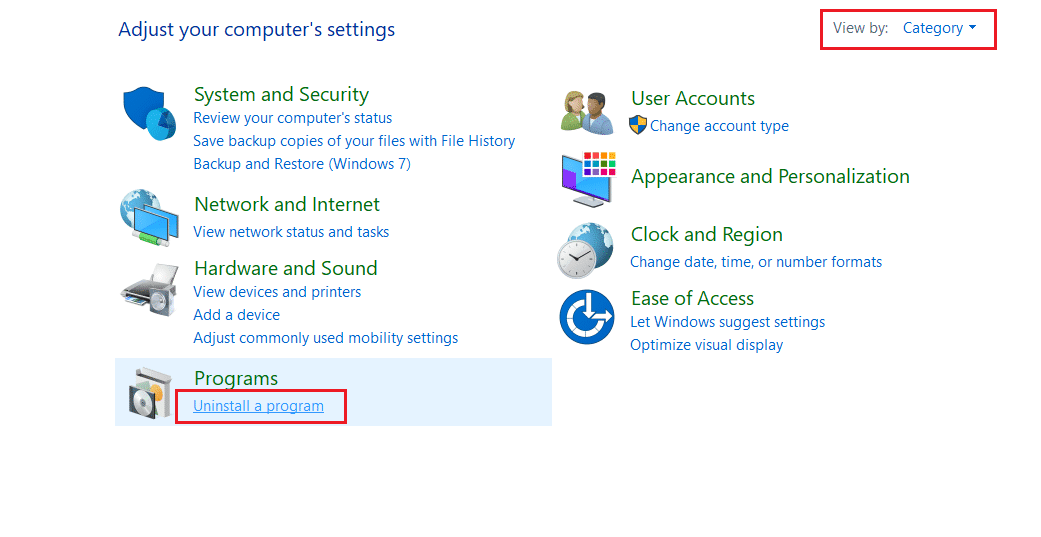 select uninstall a program