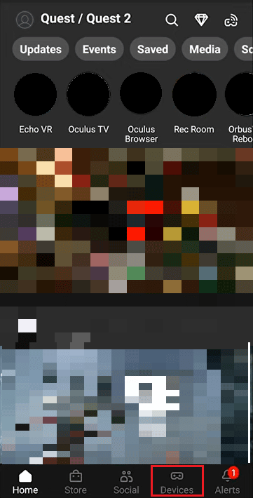 tap on Devices menu on Oculus app