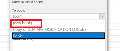 In the drop-down menu under book1 select new book to create a new file. 