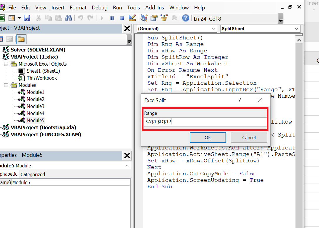 Select the data range