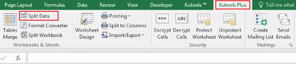 Click on Kutools Plus - Split Data