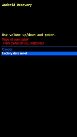 Select Factory data reset.