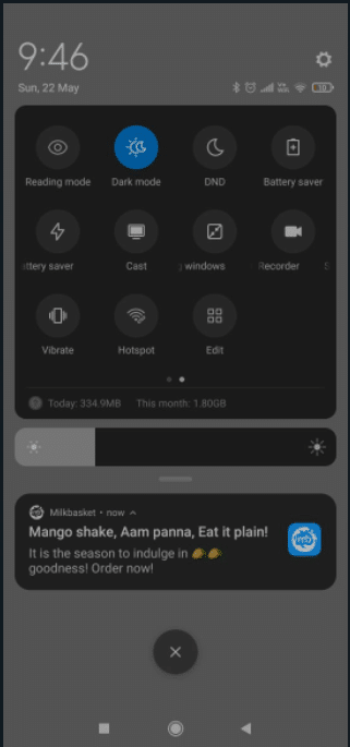 Quick Settings drawer.